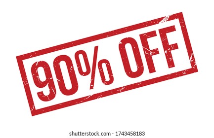 90% Off Rubber Stamp. Red 90% Off Rubber Grunge Stamp Seal Vector Illustration - Vector