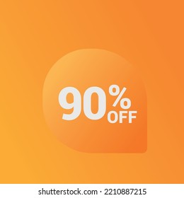 90% off Sale banner offer ad discount promotion vector banner. price discount offer. season sale promo sticker colorful background
