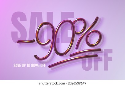 Up To 90 off sale banner, promotion flyer, marketing label. Vector illustration