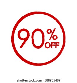 90% off. Sale and discount price icon. Sales tag design template. Vector illustration.