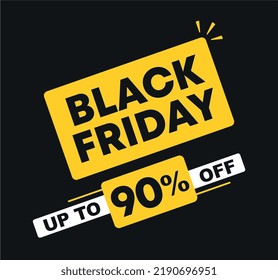 90% off. Sale of offers and special prices. Advertisement for purchases. Black friday campaign. Retail, store. Vector illustration