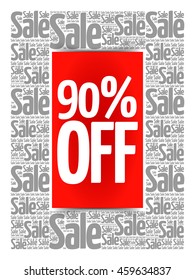 90% OFF Sale words cloud, business concept background