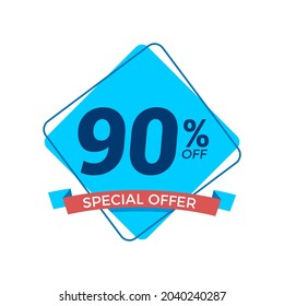 90% OFF. Special Offer Marketing Announcement. Discount promotion.90% Discount Special Offer Conceptual Banner Design Template.