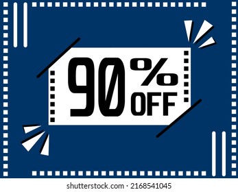 90% Off. Special offer marketing. 90% discount special sale conceptual. 90% Blue banner design.