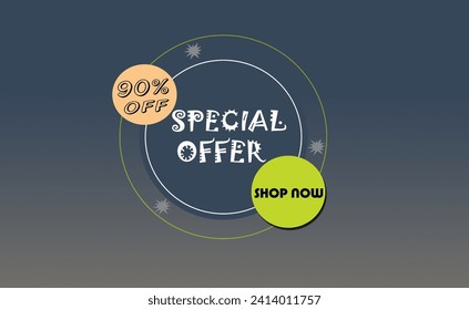 90% OFF. Special Offer Marketing Announcement. Discount promotion.90% Discount Special Offer Conceptual Banner Design Template.
