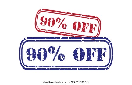 90% OFF Stamp Design | Grunge rubber stamp on white background, vector illustration, Special Discount sale inscription stamp.