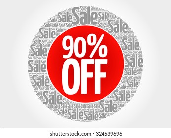 90% OFF stamp vector words cloud, business concept background