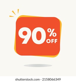 90% off. Tag for campaign with special offers, retail clearance. Discounted sales price. Use in ads, social media, banner