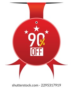 90% de descuento en el diseño de banner Vector Elemento web aislado.