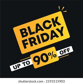 90% de descuento. Ilustración vectorial: ventas del Black Friday. Campaña para tiendas, tiendas. Promoción de pancartas en medios sociales.
