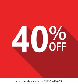 90% off white text on red background
