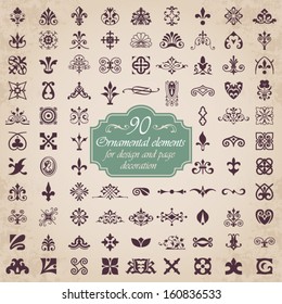 90 Ornamental elements for design and page decoration