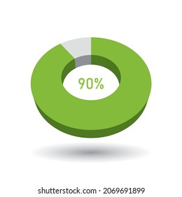 90 percent 3D vector pie chart