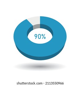 90 percent 3D vector pie chart