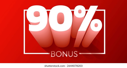 90% de bônus. Conceito de reembolso ou prêmio. Ilustração vetorial