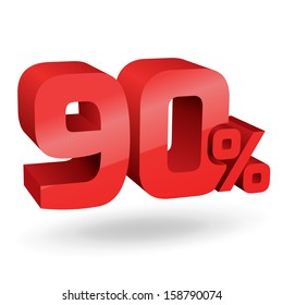 90 %; Ziffern. Vektorgrafik.