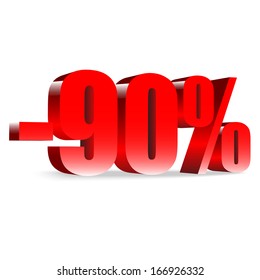 90 percent discount. Concept 3D illustration. 