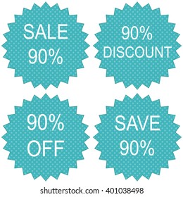 90 percent discount icon. 