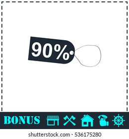 90 percent discount icon flat. Simple vector symbol and bonus icon
