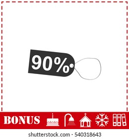 90 percent discount icon flat. Simple vector symbol and bonus icon