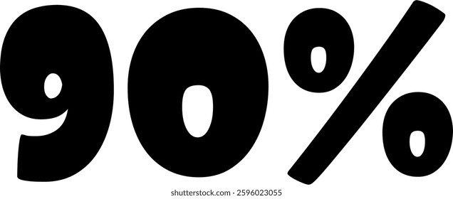90 Percent Discount Offer Number Typography Style A0379