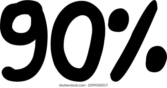 90 Percent Discount Offer Number Typography Style A0360