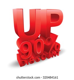 90 percent discount on white background