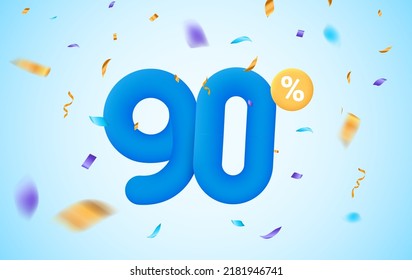 90 percent discount vector illustration 3d mega loyalty. 90 percent bonus marketing discount