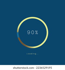 90 percent golden loading bar, gold upload UI,UX premium design bar, gold pending load of process symbol, a loading tap menu UI, use for Download progress, web design template