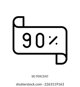 90 percent icon. Line Art Style Design Isolated On White Background