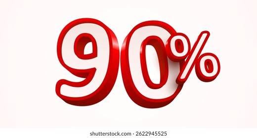 90% de desconto. 3D número 10. Banner da venda. Ilustração vetorial.