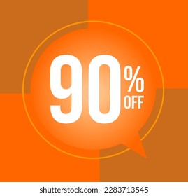 90 percent off Discount for big sales with ballon on  orange background