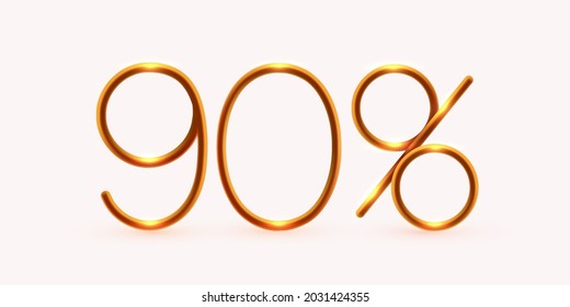 90% de descuento. Descubre la composición creativa. Mega venta o símbolo de bonificación del 90 por ciento. Ilustración vectorial.
