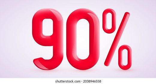 90 % Rabatt. Discount Creative Komposition. 3D-Verkaufssymbol mit dekorativem Konfetti. Verkaufen Sie Banner und Poster. Vektorgrafik.