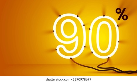 90 percent Off. Discount creative composition. Mega Sale or bonus. Vector illustration.