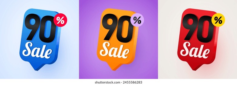 90 percent Off. Discount creative composition. Mega Sale. Vector illustration.