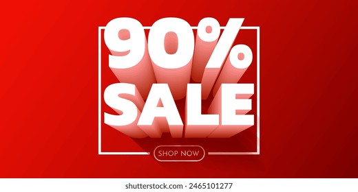 90 percent Off. Discount creative composition. Mega Sale. Vector illustration.