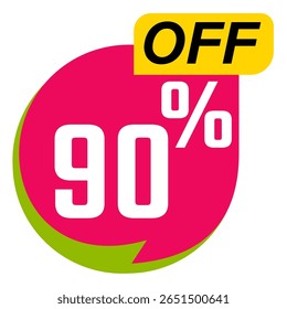90 por cento fora, 90% desconto composição criativa, apresentação do produto, maquete acima, pódio. Banner e cartaz de venda, ilustração vetorial.