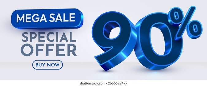 90 Prozent Rabatt. Discount kreative Komposition. Mega Sale. Vektorgrafik.