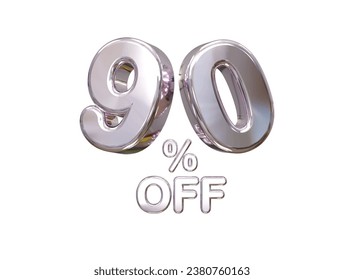 90 percent off discount sale 3d rendering text illustration