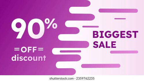 90% percent off tag discount banner pink violet