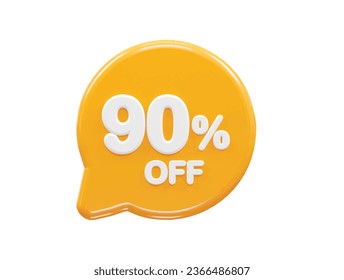 90 percent off text effect 3d rendering illustration