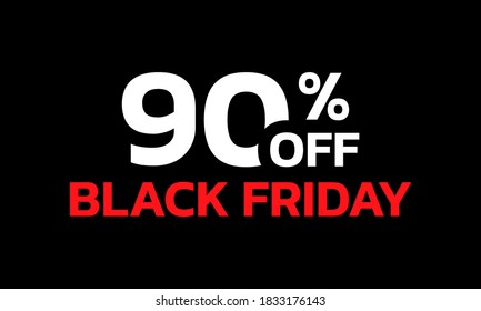90 percent price off icon or label. Black Friday Sale banner. Discount badge design. Vector illustration.