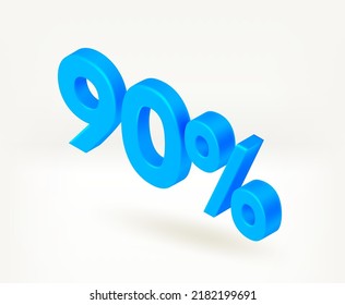90 percent season discount concept. Vector 3d isometric label
