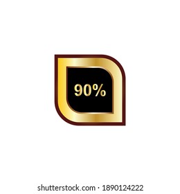 90 percent sign vector design with gold gradient color