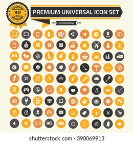 90 Premium Universal icon set design,clean vector
