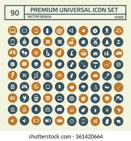 90 Premium Universal web icon set,clean vector