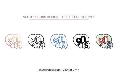 90 S icon design with white background stock illustration