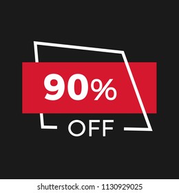 90% Sale Inscription Design Banner with Abstract Background. Discount Sticker. Vector illustration