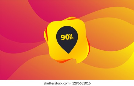 90% sale pointer tag sign icon. Discount symbol. Special offer label. Wave background. Abstract shopping banner. Template for design. Vector